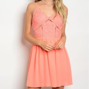 NWT Coral Crochet Corset Babydoll Sundress